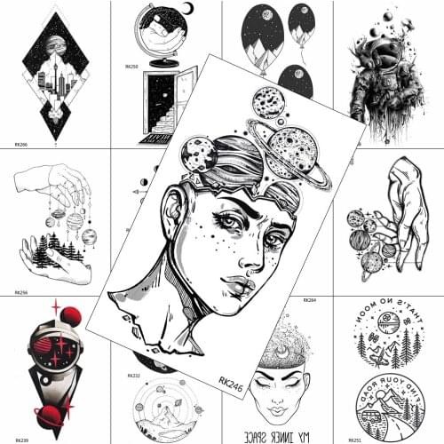 Line Painting Galaxy Face Temporary Tattoos Sticker Body Art Arm Chest Tattoo Decal For Adult Realistic Fake Waterpoof Tattoos