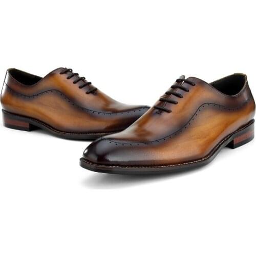 Top Quality Black / Brown Wedding Dress Shoes Mens Oxfords Genuine Leather Business Shoes Male Social Shoes