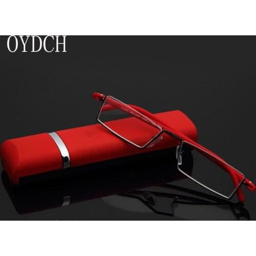 High-end business male and female reading glasses half frame stainless stell plus TR90 material to send glasses case