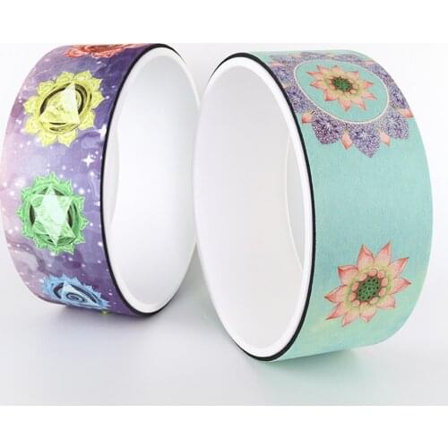 Suede Printing Natural Rubber Fitness Back Yoga Pilates Circle Roller Wheel Back Training Slimming Magic Waist Shape Pilate Ring