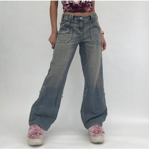 Women Vintage High Waisted Wide Leg Baggy Jeans Oversized Trousers Women Autumn Winter Blue Boyfriend Jeans Pantalon Femme