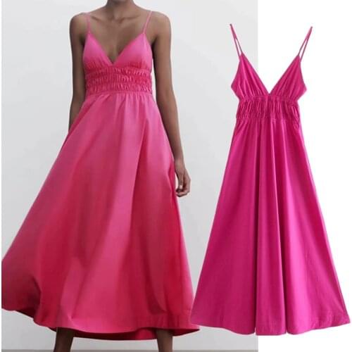 Jenny&Dave Dress Women Vestido 2021 Summer Dress Women Enlgand Style Fashion Sexy Spaghetti Strapless Poplin Elastic Midi Party