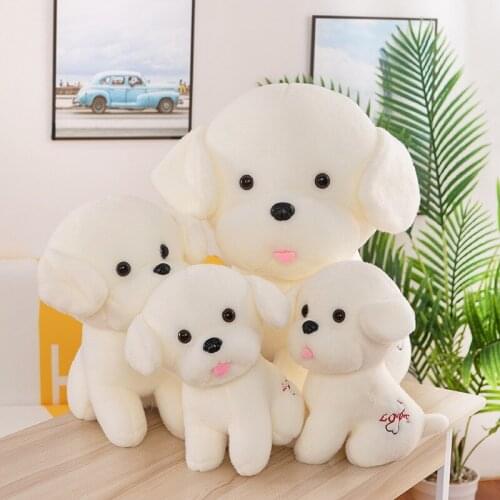 Zqswkl 35/45cm kawaii teddy dog plush toy white dog doll childrens birthday gift sleeping pillow christmas large stuffed toys