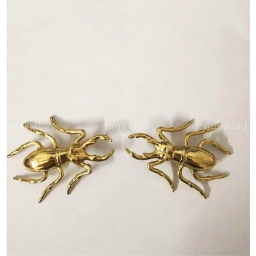 1Pc Brass Beetle Drawer Furniture Cabinet Door Knob And Handle Copper Solid Cupboard Handles Single Hole Gold Kitchen Cabinet