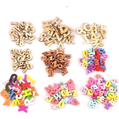 100pcs Wood Random Mix English Alphabet Decorative Letters Numbers Ornaments Scrapbooking DIY Art Crafts for party Decoration