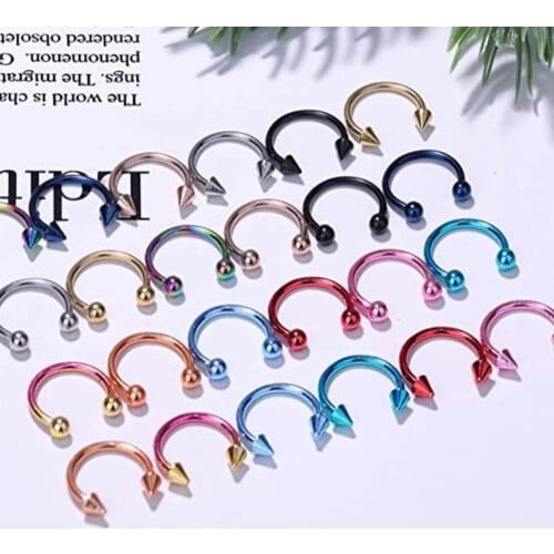 16G Surgical Steel Nose Septum Horseshoe Hoop Eyebrow Lip Navel Belly Nipple Piercing Ring 8mm Helix Tragus Daith Rook Earring