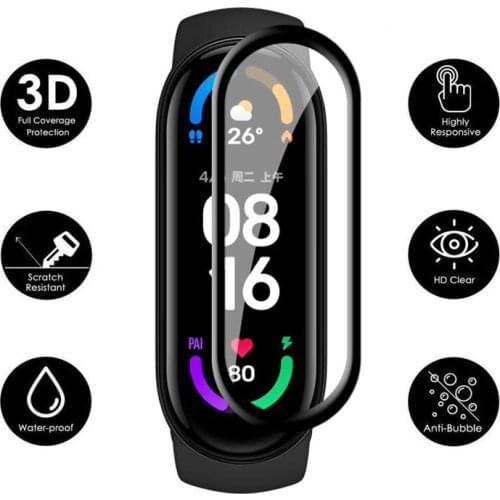 2PCS Clear Plating Soft PMMA Film For Xiaomi Mi Smart Band 6 5 4 NFC Full Cover 3D Curved Screen Protector