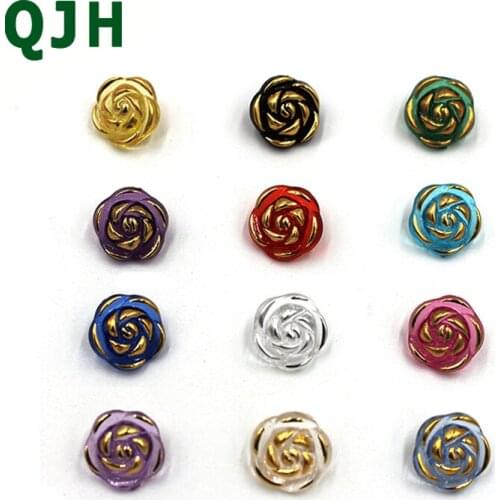 200Pcs / batch 13mm QJH wholesale button color mixed flower wave scrapbook sewing accessories DIY craft clothing button