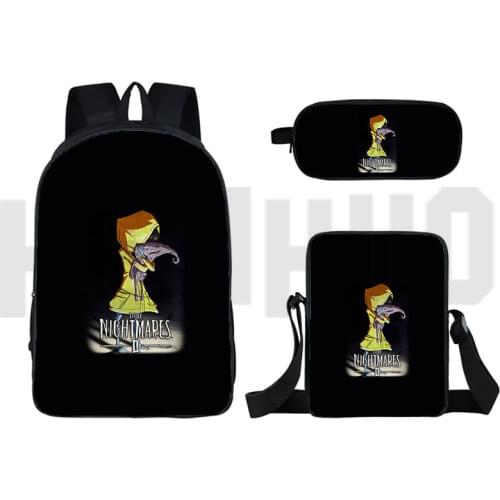 2021 Game Little Nightmares 2 Backpack Women Cosmetic Bag 3pcs Storage Bag Children Unisex Large Capacity Waterproof Travel Bag