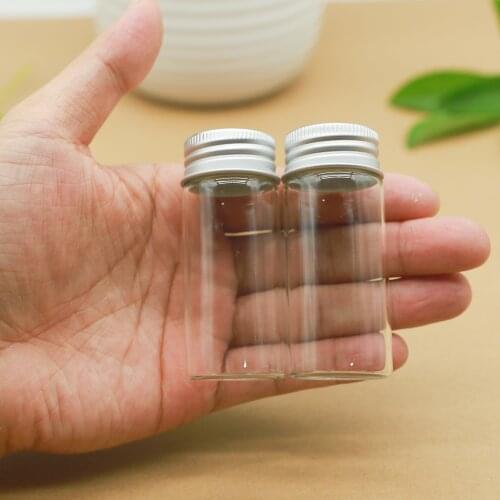 24 Pieces 30*70mm 30mlSmall Glass Vial Bottle Aluminum Caps Glass Tiny Jars Transparent Glass Containers Perfume Simple Bottles