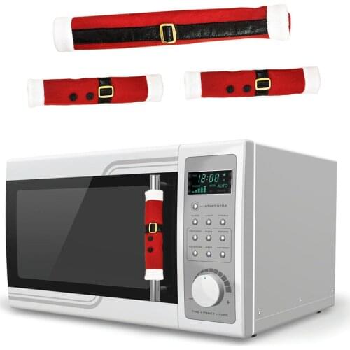 3pcs/Set Christmas Refrigerator Door Handle Gloves Ornament Microwave Oven Door Handle Cover Decorative Home Kitchen Decor