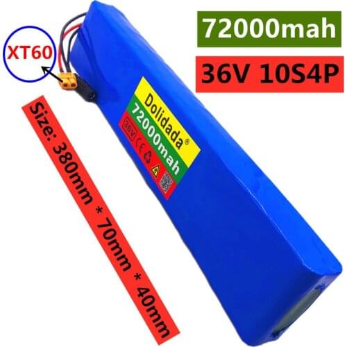 36V 10S4P 72Ah 600W High power 72000mah capacity 18650 lithium battery pack ebike electric car bicycle motor scooter 20A BMS