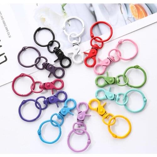 5PCS Single Circle Key Ring Keychain Metal Binder Clips Key Ring Plated 70mm Long Round Keychain Keyrings Bag Parts Accessories