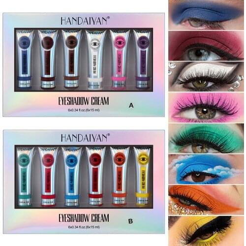 6 pcs/Set Matte Neon Eyeshadow High Pigment Easy to apply Yellow Pink Eye Shadow Dust Matte long lasting Eyeshadow Cream