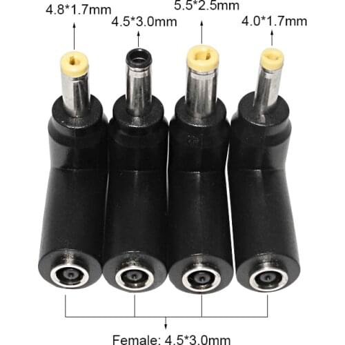 Dc Power Adapter Connector 4.5x3.0mm Female to 5.5x2.5 4.0x1.7 4.8x1.7mm Male Jack Plug Converter for Asus Hp Lenovo Laptop