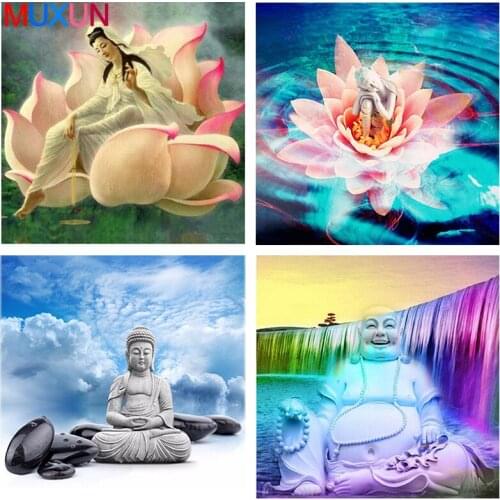 Muxun 5D Diy Diamond Painting Religious Buddha Pictures Cross Stitch Embroidery Wall Stickers Home Decor Handmake Rp543