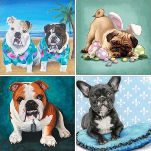 Huacan Diamond Painting 5d Diy Dog Home Decor Diamond Mosaic Pet Animal Embroidery Cross Stitch Wall Sticker