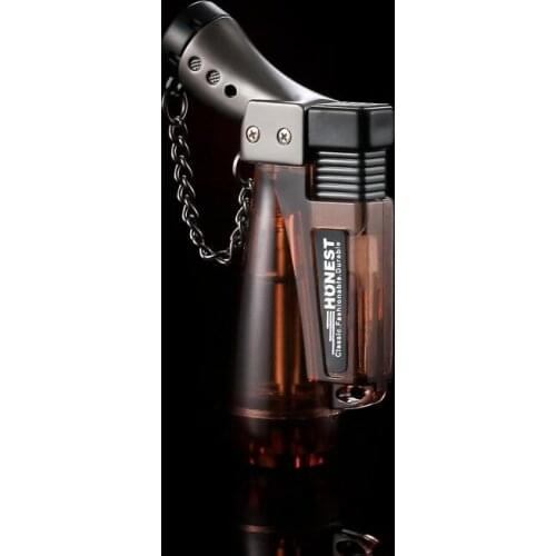 Butane Torch Lighter Turbine Jet Lighter With Protective Cover Windproof Spray Gun Metal Visible Gas Lighters Gift For Man