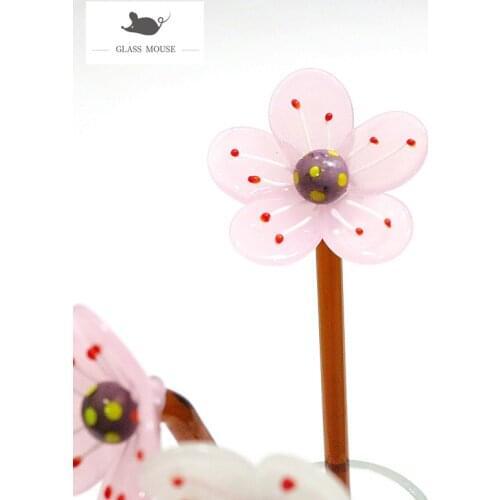 Murano Glass Flower Craft Sakura Ornament Japan Style Wedding Valentines Day Favors Gifts Home Table Vase Decor Art Accessories