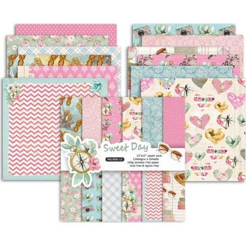 12" 24Pcs/Lot Footprint Retro Material Papers DIY Scrapbooking Album Diary Gift Decorative Paper Scrapbooking Paper