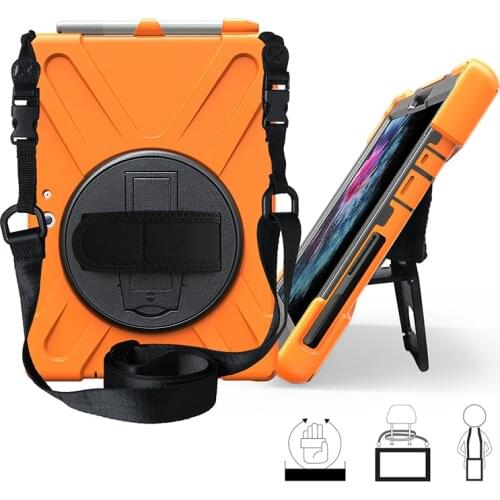 Kids Safe Shockproof Silicone Case with Shoulder Wrist Strap and Pen Holder for Microsoft Surface Go 2/Surface Go+Stylus