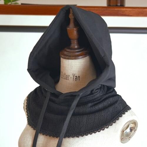 Adult Medieval Costumes Accessory Fake Collar Hooded Cape Cowl Cosplay Assassin Hat Viking Warrior Aristocrat Cavalier Prop