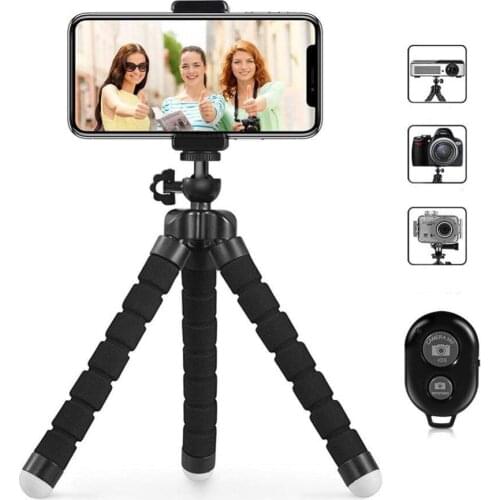 Flexible and Portable Cell Phone Tripod with Remote Shutter and Universial Clip for iPhone, Android Phone, Camera and Sports Gop