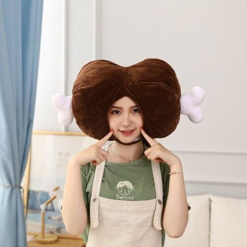 Chicken bone Barbecue headgear hat plush headgear photo props photo props anime headgear party dress up funny