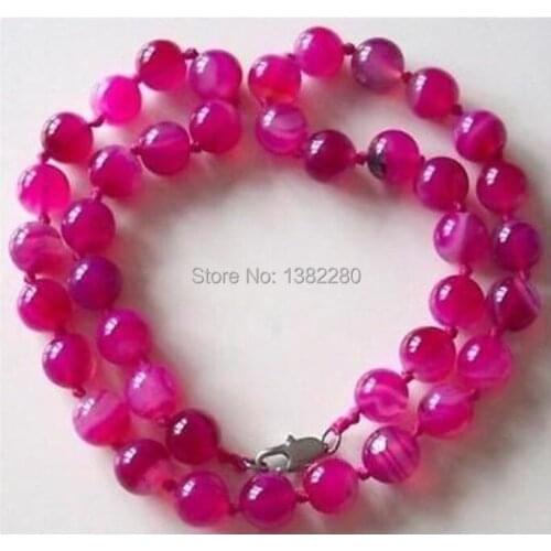 Hot girl 10mm Rose red Chalcedony bead Necklace 18 " women fashion jewelry making desing