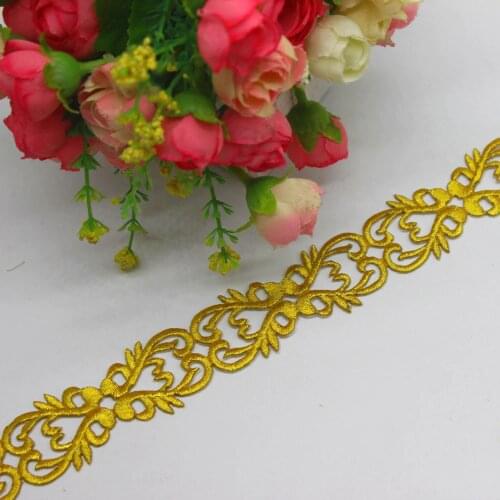 YACKALASI 3 Yard/Lot Gold Band Lace Cosplay Costume Appliqued Ribbon Iron On Trim Venice Metallic Trim 3-4CM Wide