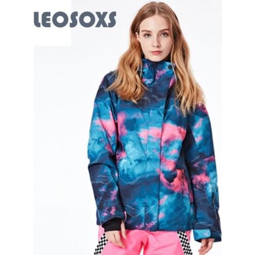LEOSOXS Ski Jacket Womens Warm Winter Outdoor Sports Top Windproof Waterproof Adult Warm Double Board Snowsuit For Women