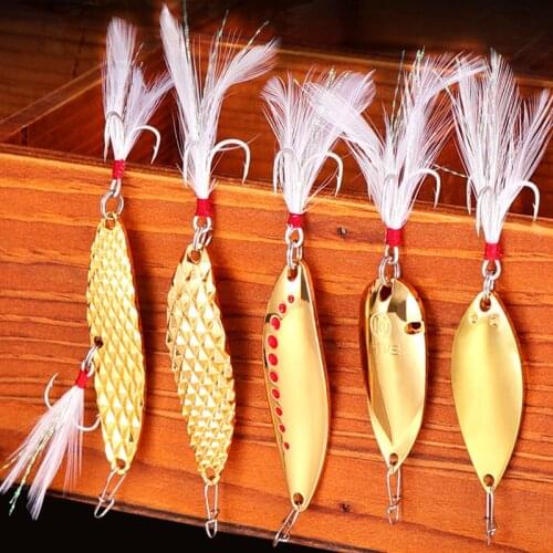 Metal Spinner Spoon Fishing Tackle Bass Lures Hard Baits Sequin Noise Paillette Feather Treble Hook Fish Tackle 5/7/10/15/20g