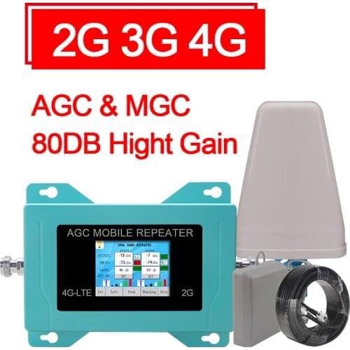 Mobile Phone Signal Booster Cellular Repeater High Quality Gsm Signal Booster Repeater Gsm 2g 3g 4g 80dB Adjustable Gain AGC