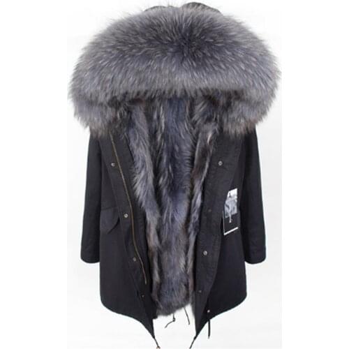 2021 Real Fur Coat Winter Jacket Men Long Parka Waterproof Big Natural Raccoon Fur Collar Hood Thick Warm Real Fox Fur Liner