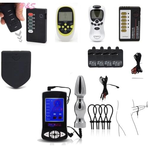 Electric Shock Kit , 6 Styles Power Therapy Box Machine Medical Themed Electro Shock Anal Plug Penis Rings Sex Toys Sex Product