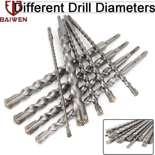 350mm SDS Rotary Hammer Square Shank Cross Drill Bits Chisel Set Cutting Drilling For Concrete Cement Marble Tool 8-28mm Dia