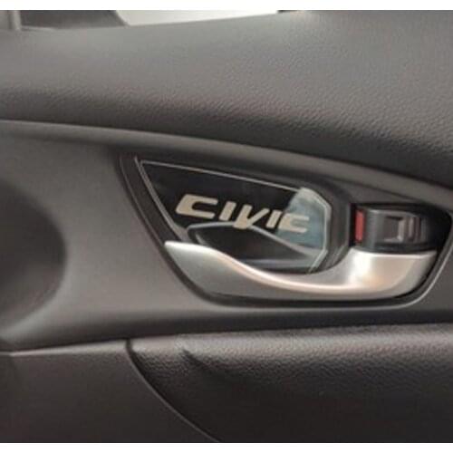 For Honda Civic 10th Gen 2016 2017 2018 2019 2020 2021 Car Door Bowl Decorated Patch Handle Protector Cover Sticker Accessories