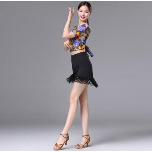2020 new Latin dance skirt V-neck two wearing milk silk tassel suit performance costume female adult