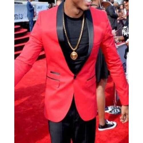 New Design Red Mens Suits Groom Tuxedos Groomsmen Wedding Party Dinner Best Man Suits Blazer (Jacket+Pants+Bow Tie) NO:1360