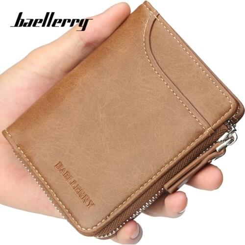 Wholesale Baellerry Wallet Men Short PU Leather Male Wallet Purse Card Holder Fashion Man Zipper Wallet 200PCS/lot