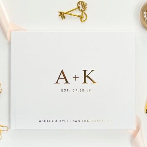 Initial Wedding Guest Book Wedding Guestbook Personalized Gold Foil Guest Book Monogram Guest Book Wedding Guest Sign Album