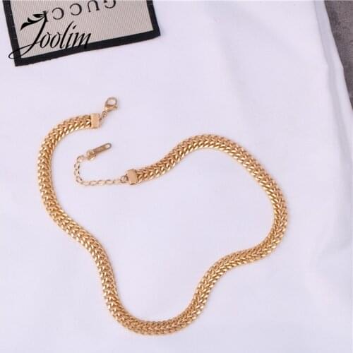 JOOLIM Jewelry Wholesale PVD Gold Finish Link Chain Band Choker Necklace 2021 Stainless Steel Jewelry