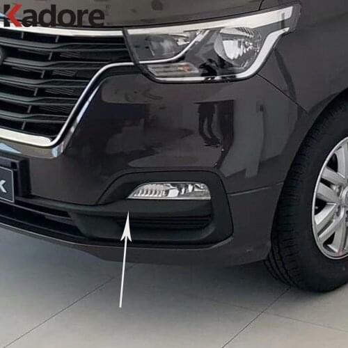 For Hyundai Grand Starex H-1 i800 2018 2019 2020 ABS Chrome Front Foglight Bottom Eyebrow Strip Moulding Bumper Trim