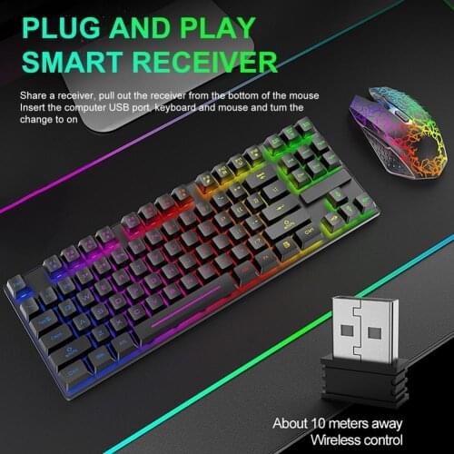 Professional gaming machinery 1 set of T87 wireless keyboard, fast response, long standby, waterproof notebook gaming mouse