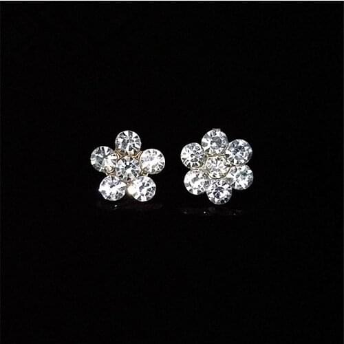 20Pieces/Lot 11mm Metal Flower Rhinestone Buttons Decorative Accessories Apparel Sewing DIY Jewelry Making