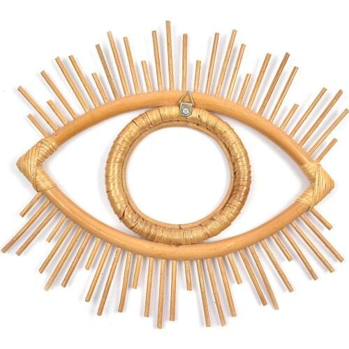 Rattan Eye Frame Crafts Rattan Decor Makeup Mirror Decor Creative Photo Wall Hanging Frame Decoration