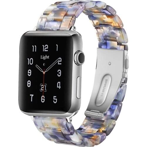 Resin strap for apple watch band 44mm 40mm 42mm 38mm bracelet Stainless Steel Buckle watchband for iwatch pulseira 5/4/3/2/1