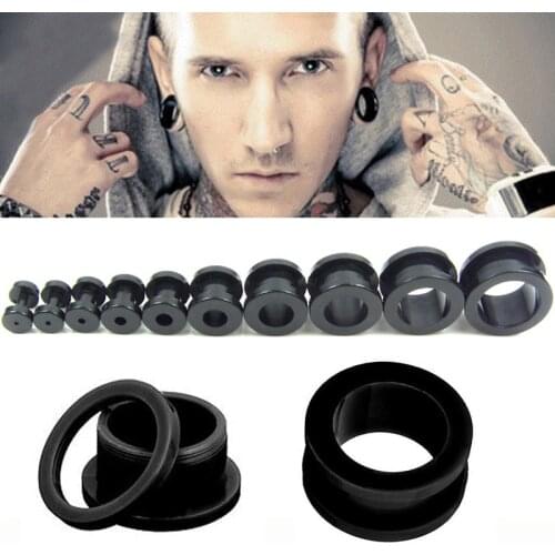 SaYao 2 Pieces Big Size Black UV Acrylic Ear Plugs Gauges Flesh Tunnels Double Flared Internal Thread Screw Fit Tunnels