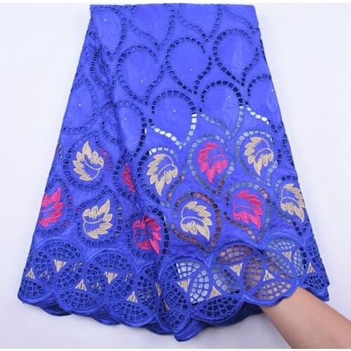 Blue African Bazin Riche Fabric African Lace Fabric Wedding High Quality Swiss Lace Fabric For Dress Bazin Brode 5 Yards S1950
