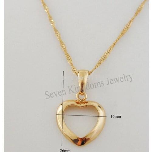 Order 10$ GET FREE SHIPPING/GREAT - YELLOW GOLD GP 18" NECKLACE &PLAIN HEART CUTE PENDANT/Great Money Maker